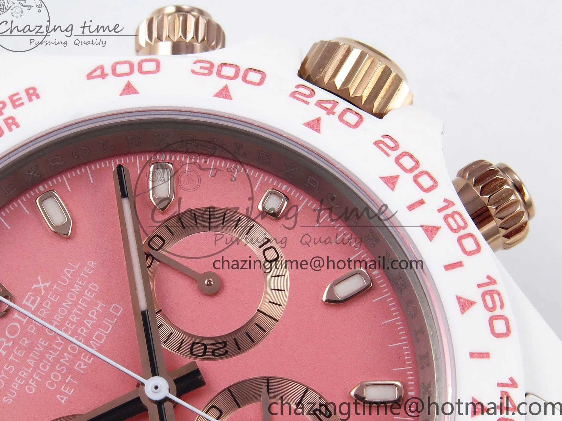 MiroTime 1231 TopPick Daytona AET White Solid Ceramic Case and Bracelet Pink Dial ZF 1:1 Best Edition SH 1650